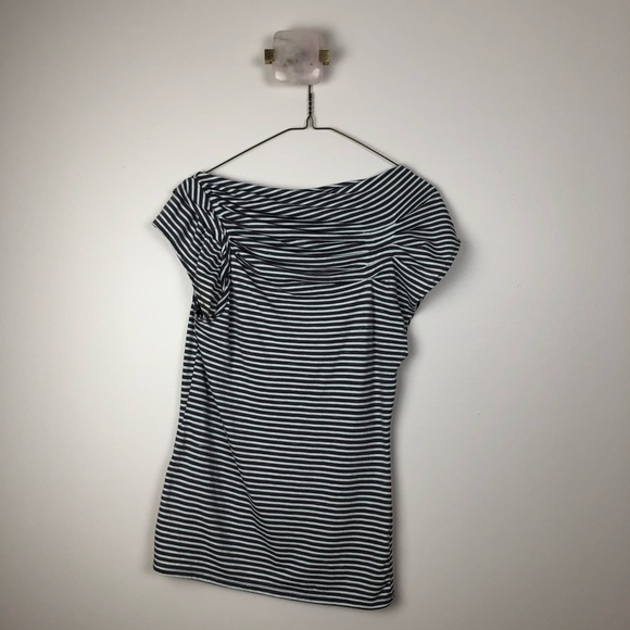 Deletta Tops - Delletta | Stripped Boat Neck Blouse